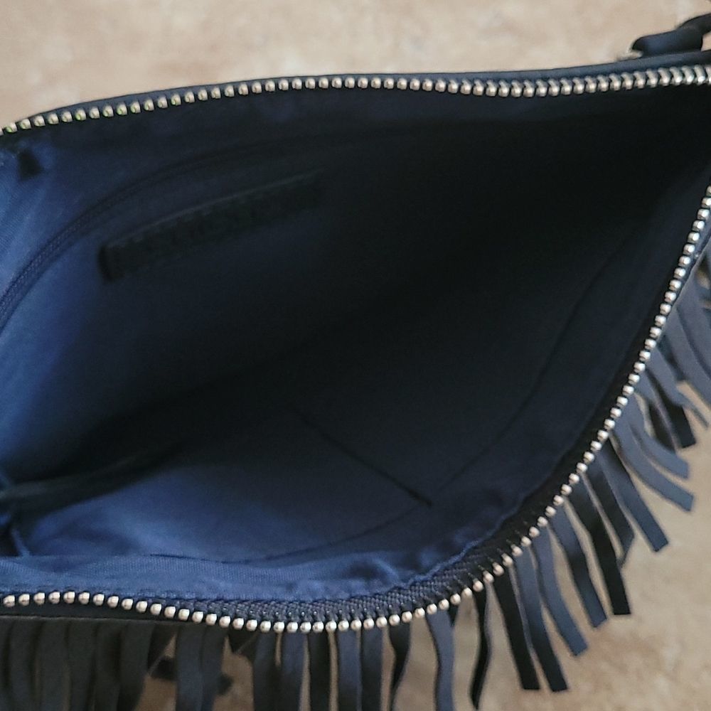 *NEW* Chico's Black & Silver Jubilee Fringe Crossbody Clutch - Picture 8 of 10